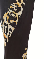 Leopard Print Splicing Yoga Pants High Stretch Fitness Leggings