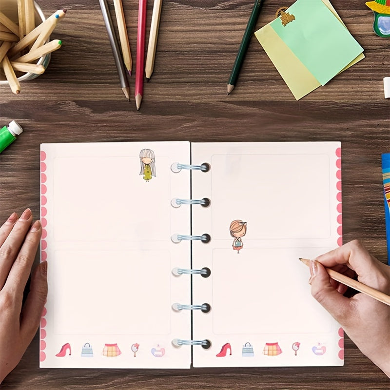 80pcs A6 Cartoon Journal Refills 6-Hole Loose Leaf Inserts Handbook Replacement
