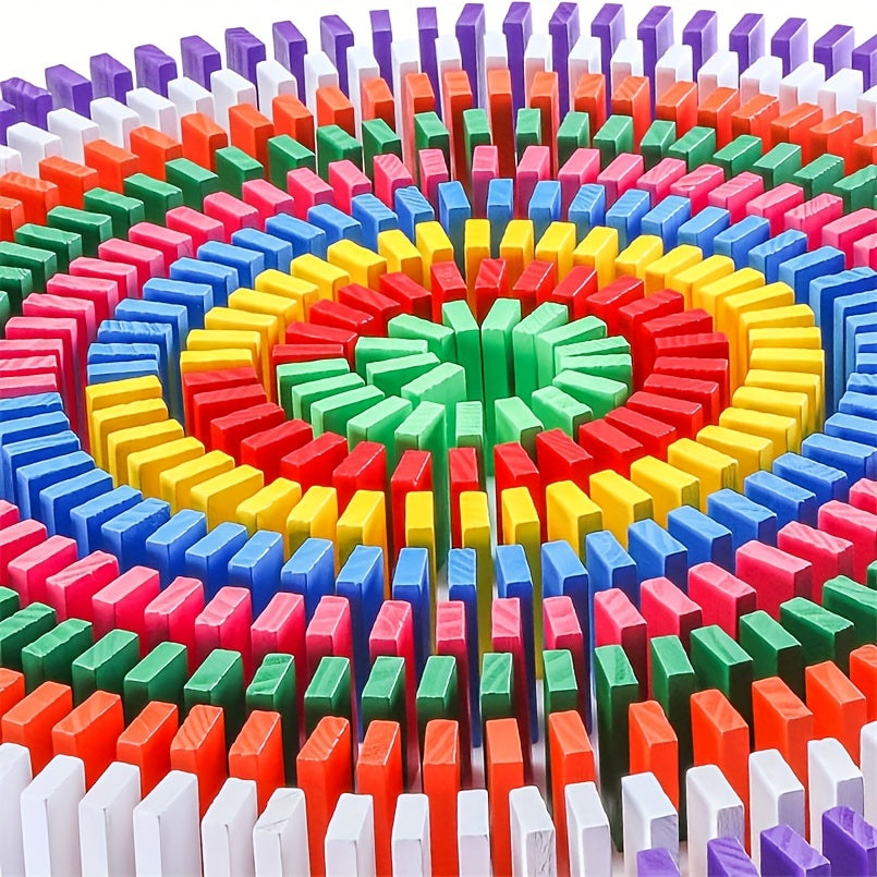 120pcs Rainbow Wooden Domino Toy Set Educational Building Blocks