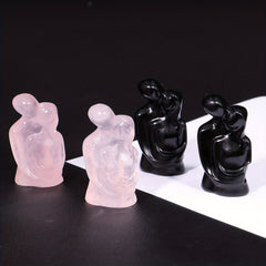 Natural Opal Rose Quartz Obsidian Red Network Carving Stones