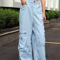 Women's Plus Solid High Rise Baggy Pants With Pockets