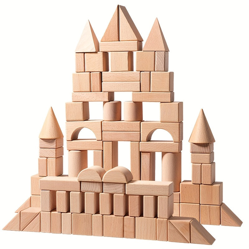 Wooden Building Blocks Various Shapes for Educational Play