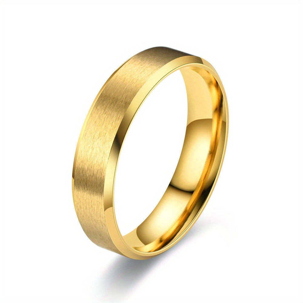 Matte Stainless Steel Retro Men's Ring Silvery Golden