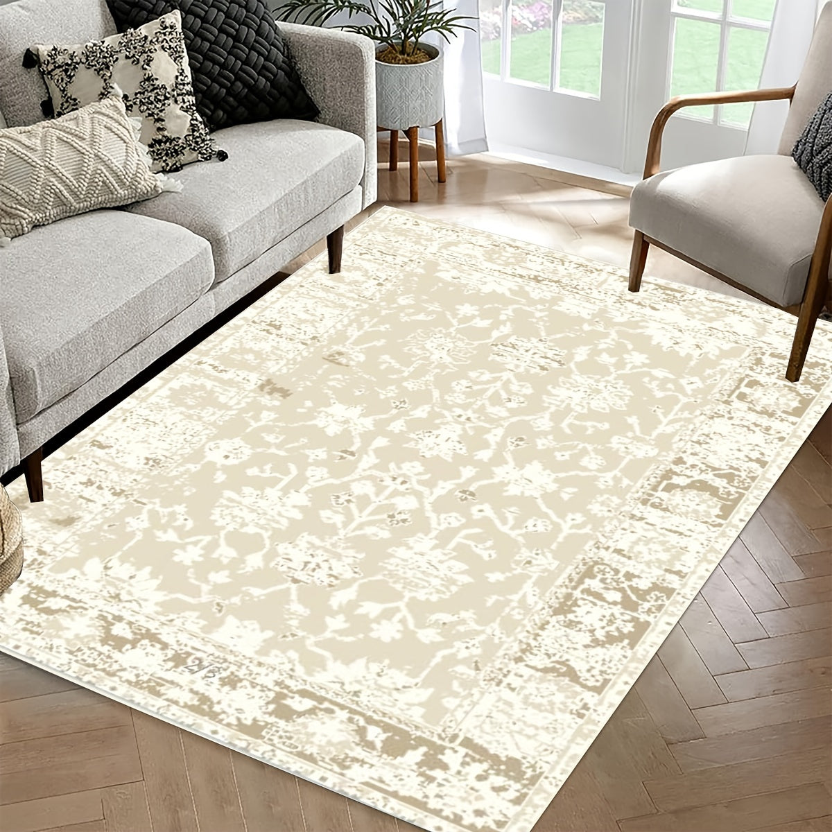 Oriental Distressed Non Shedding Area Rug Machine Washable Bohemian Retro Carpet