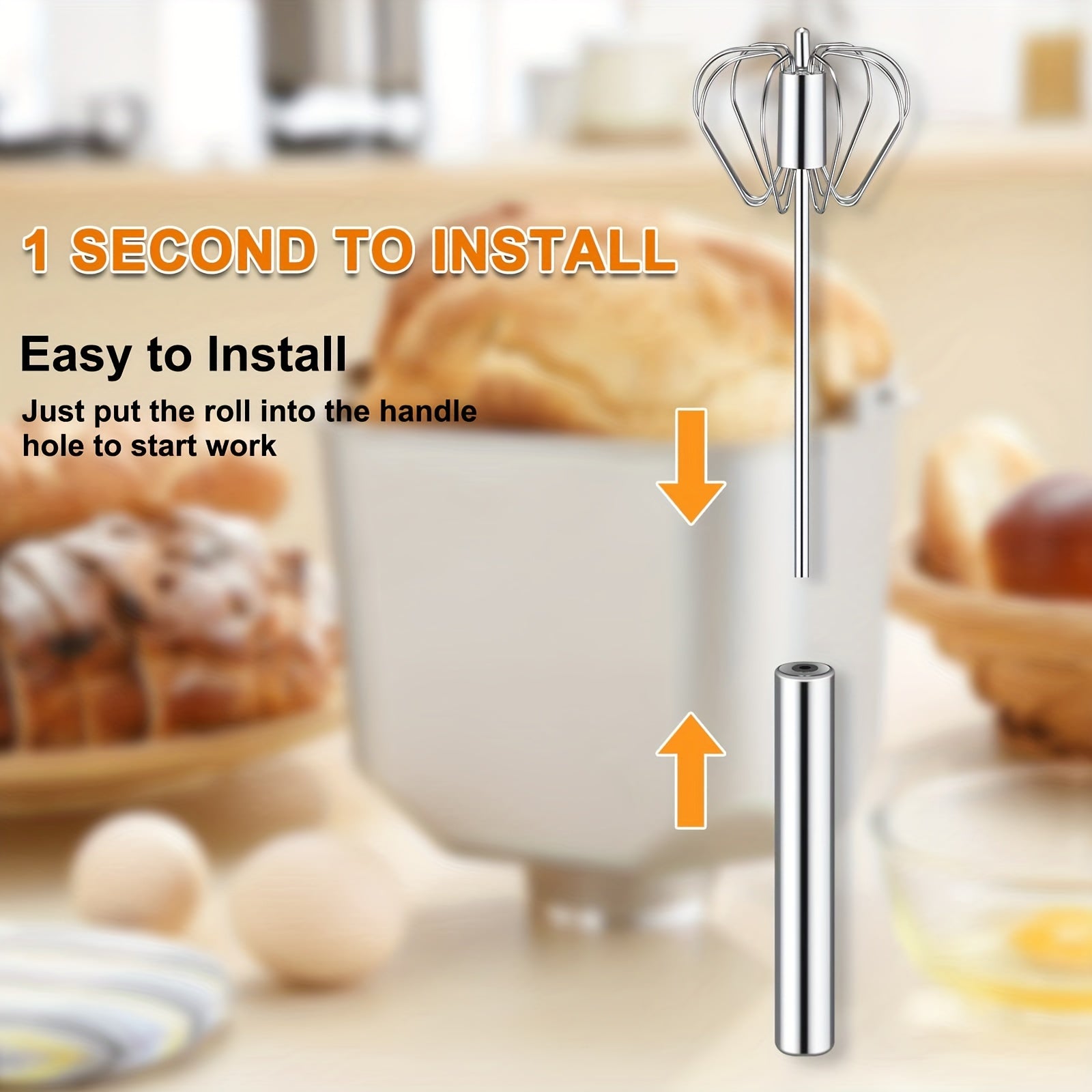 Semi Automatic Stainless Steel Egg Whisk Egg Beater Kitchen Gadgets