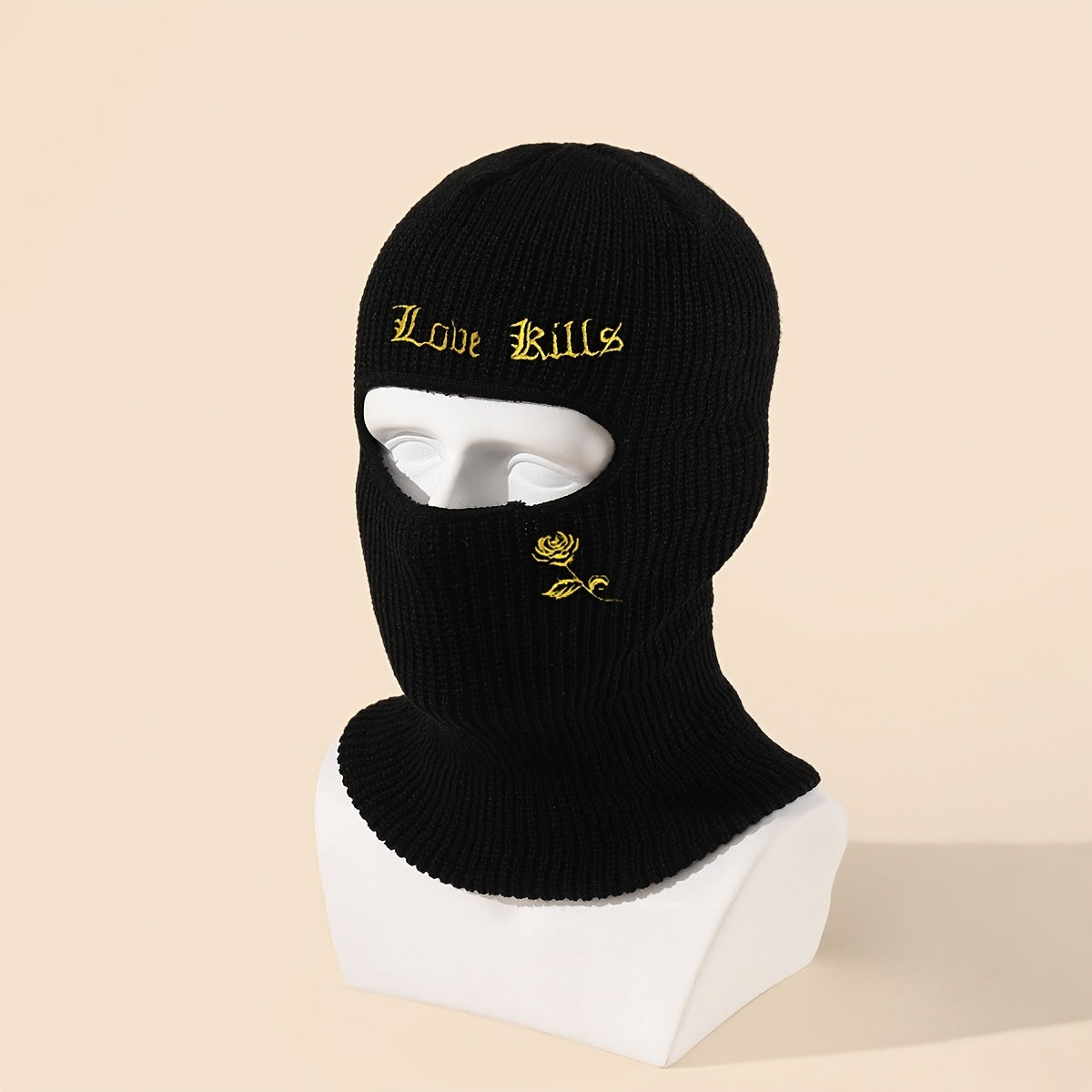 Autumn Winter Character Letter Embroidery Hole Knit Hat