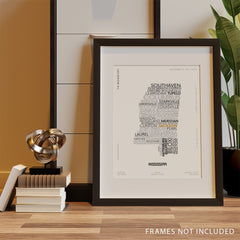 Mississippi State Letter Maps Stickers Modern Typography Art Series