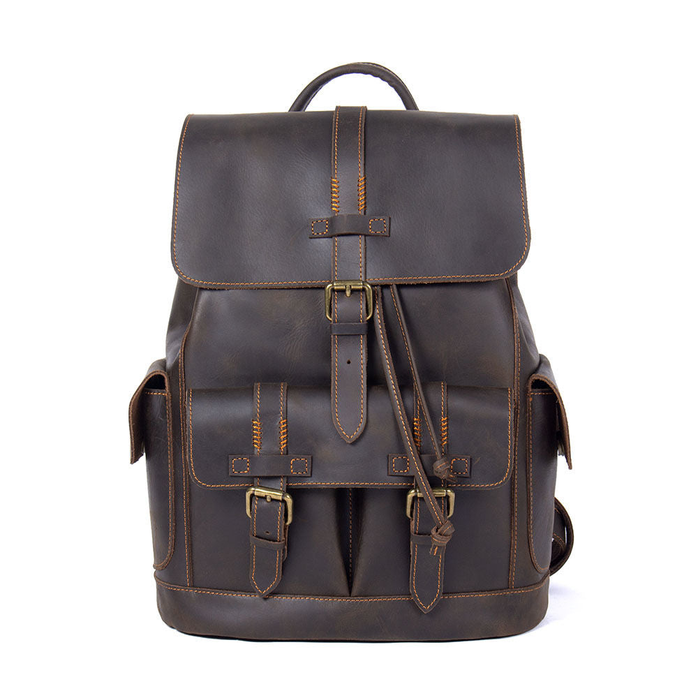 SWORKER Retro Crazy Horse Leather Backpack Men's Large Capacity