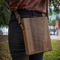 Wooden Storage Box Bag Crossbody Postman Bag Artist Tool Brush Storage Box