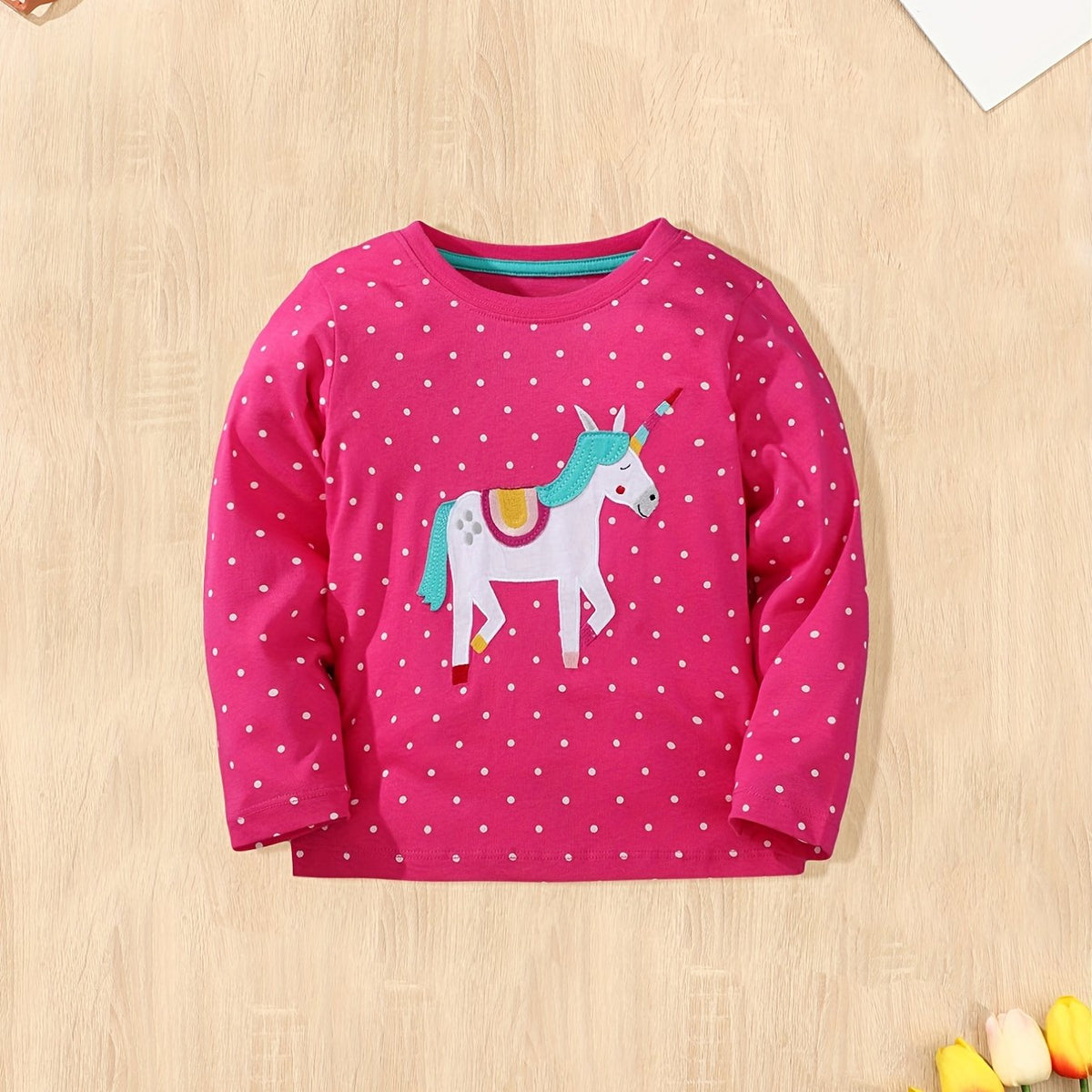 Girls Cartoon Embroidered Long Sleeve Tee