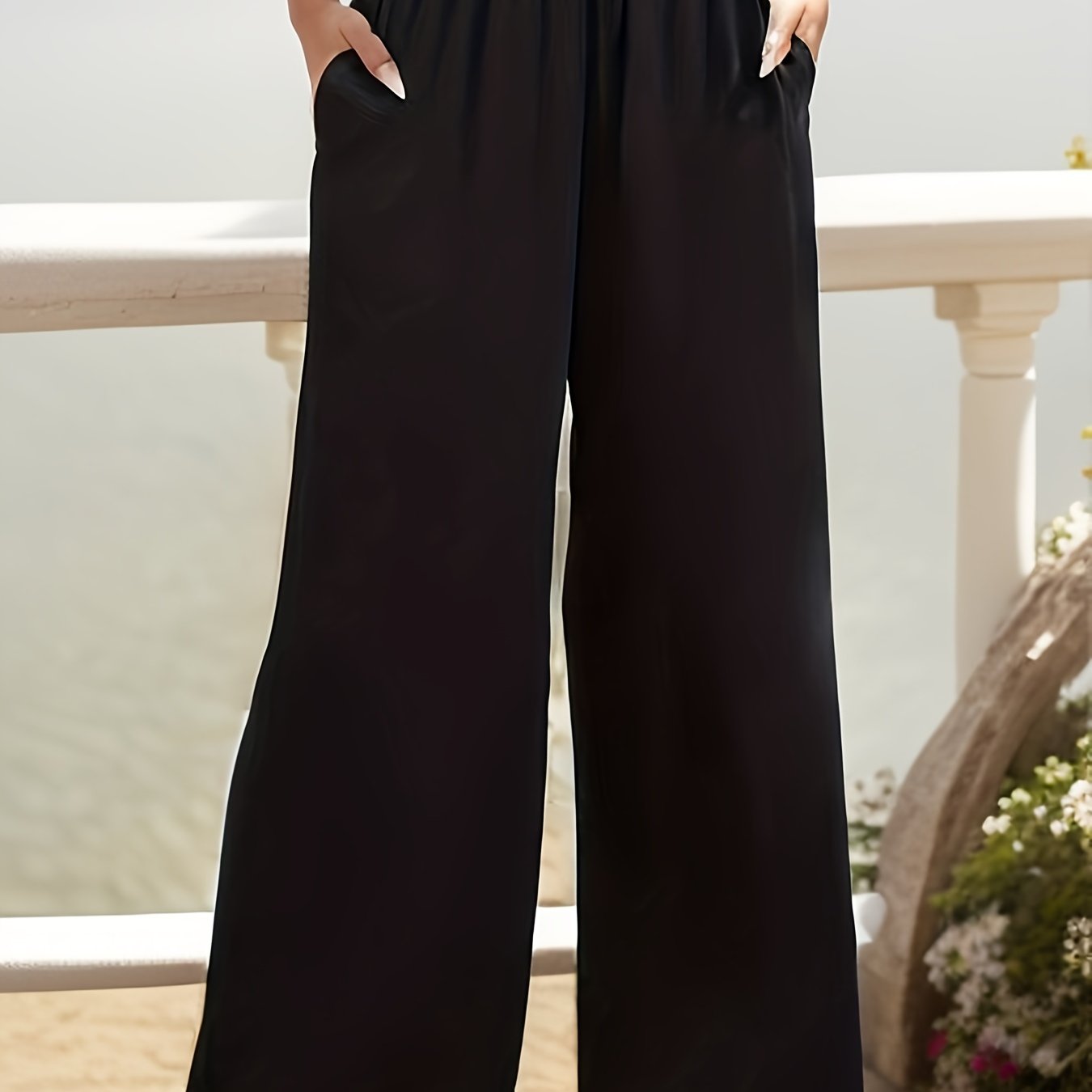  Wide Leg Paperbag Waist Pants With Pockets