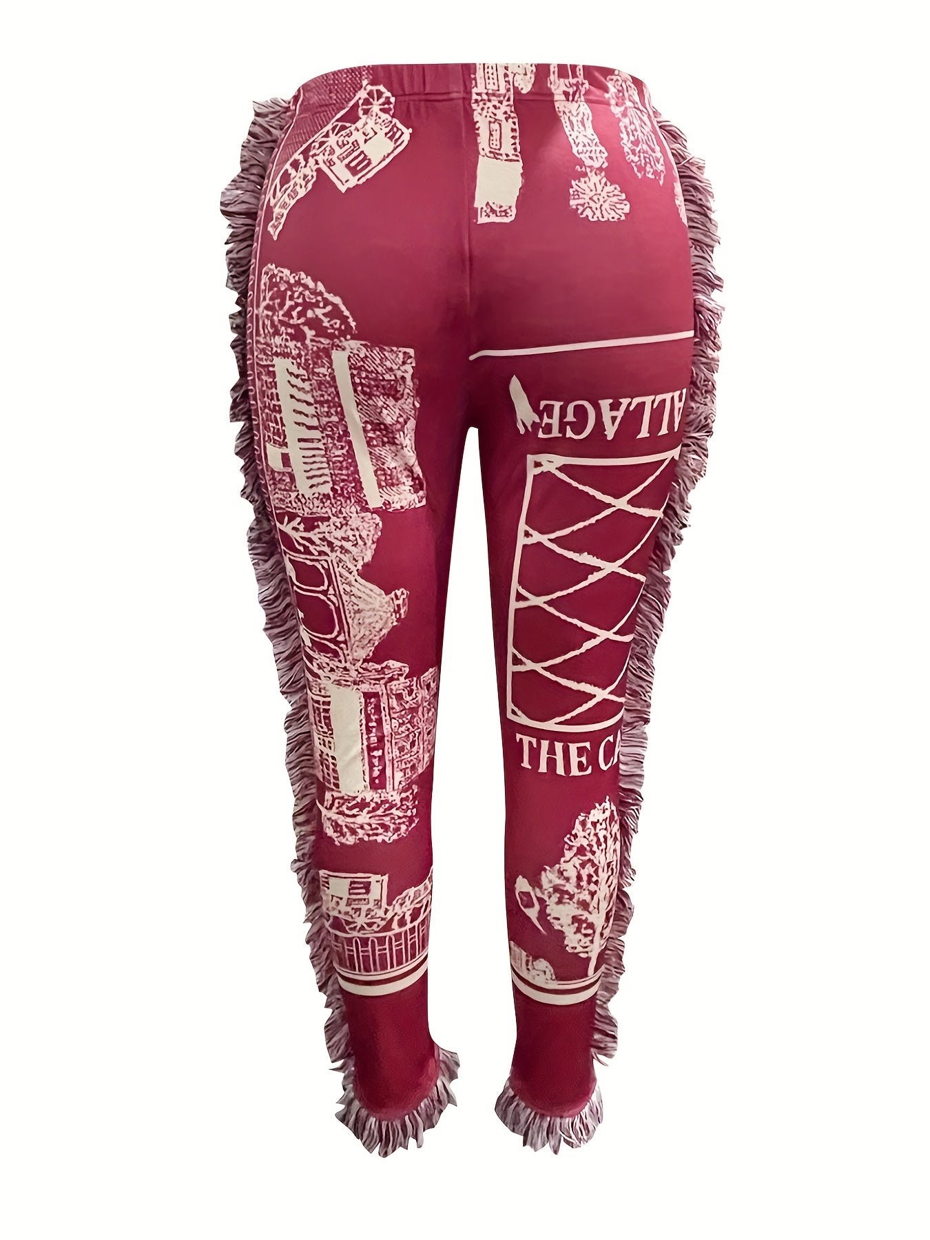 Women's Plus Size Graphic Print Tassel Elastic Hippie Pants