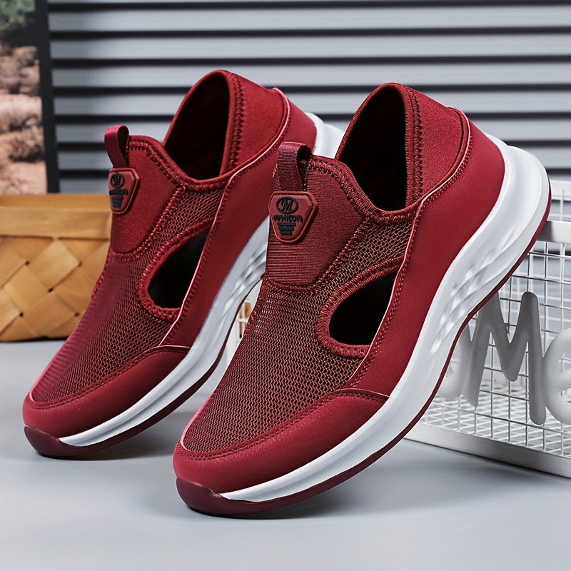 Women's Solid Flying Woven Sports Shoes Breathable Casual Sneakers