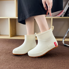 Women's Solid Rain Boots Waterproof Non Slip Short Boots