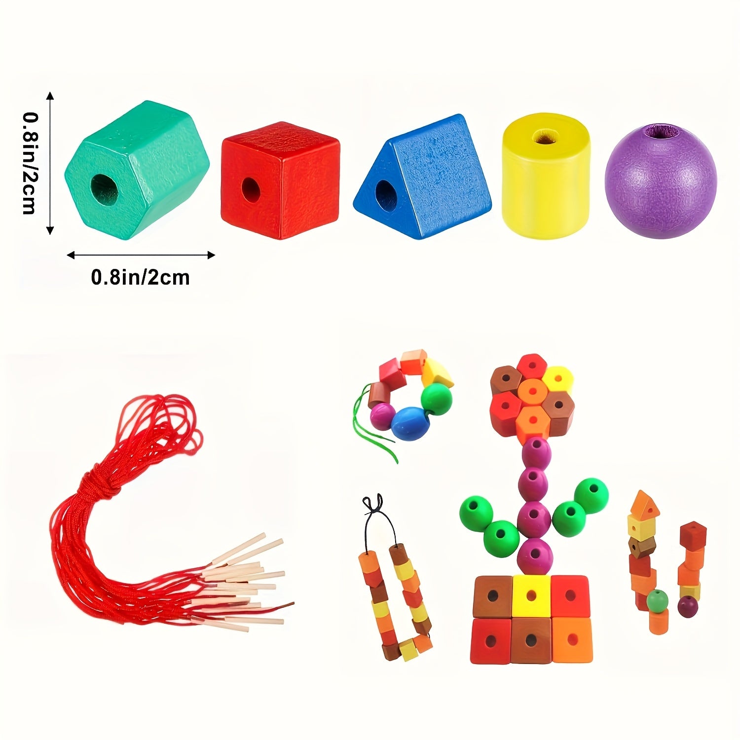 100pcs Colorful Tie Bead Set for Youngsters Shape & Classification