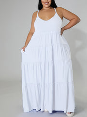  Solid Layered Loose Fit Cami Maxi Dress