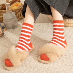 Women's Coral Fleece Stripe Socks - Colorful Lightweight Athletic Socks