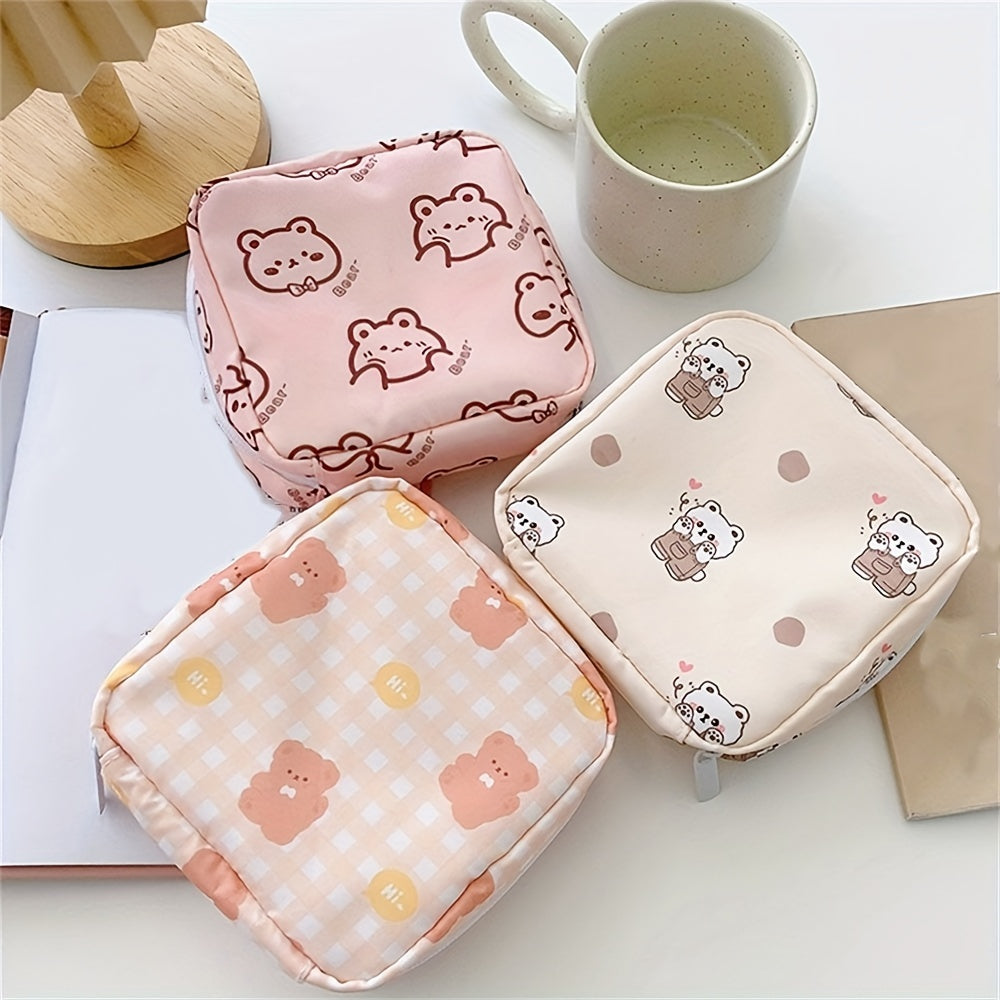 Bear Pattern Makeup Bag for Tampons, Coins, Sanitary Pads