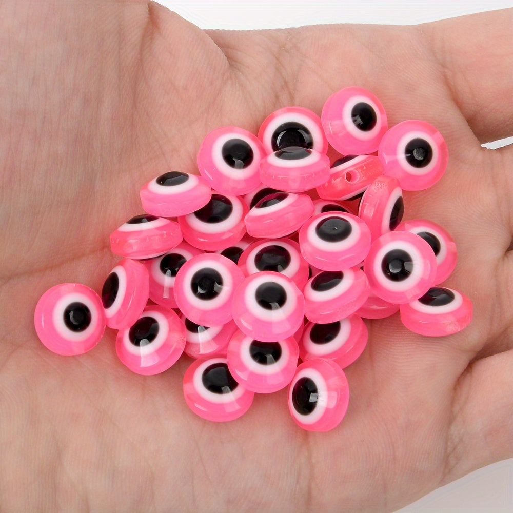 50-100pcs Evil Eye Beads Oval Spacer Resin DIY Charms for Jewelry Making