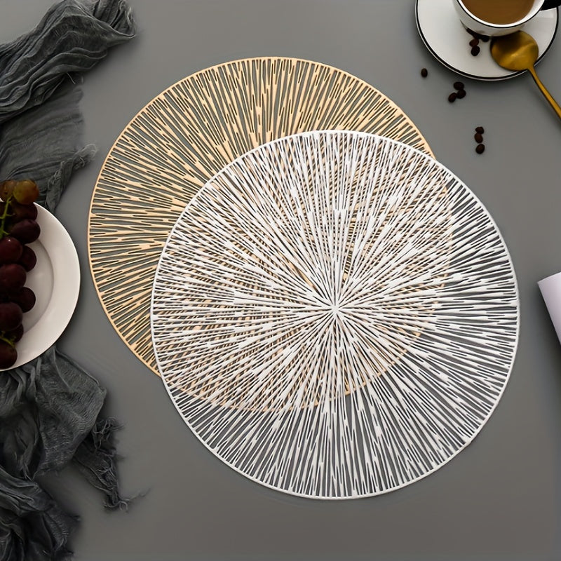 6pcs Fireworks Bronzing PVC Placemats Hollow Out Washable Reusable