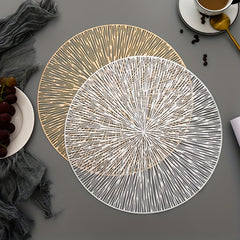 6pcs Fireworks Bronzing PVC Placemats Hollow Out Washable Reusable
