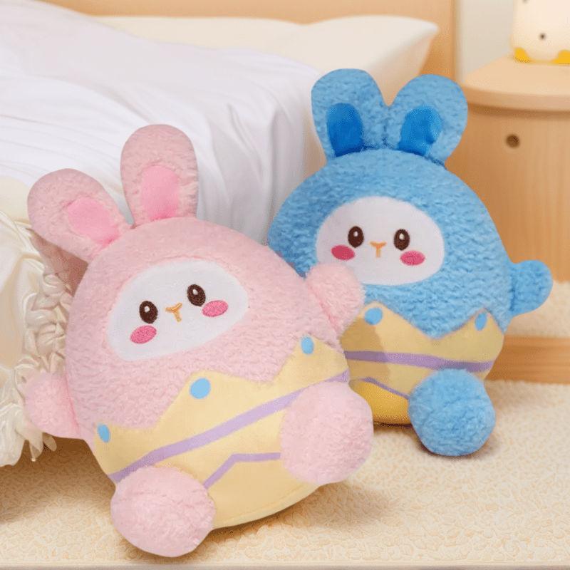 Pastel Pink Bunny Egg Plush Toy Soft Stuffed Rabbit Hug & Play Companion