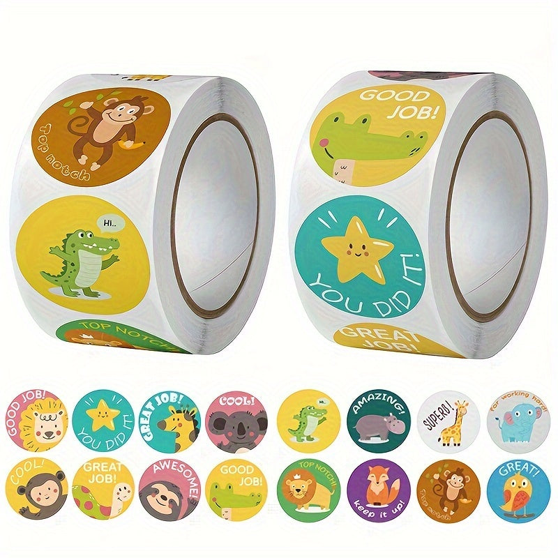 500 Fun Cartoon Animal Fruit Reward Stickers Teachers Incentive Stickers