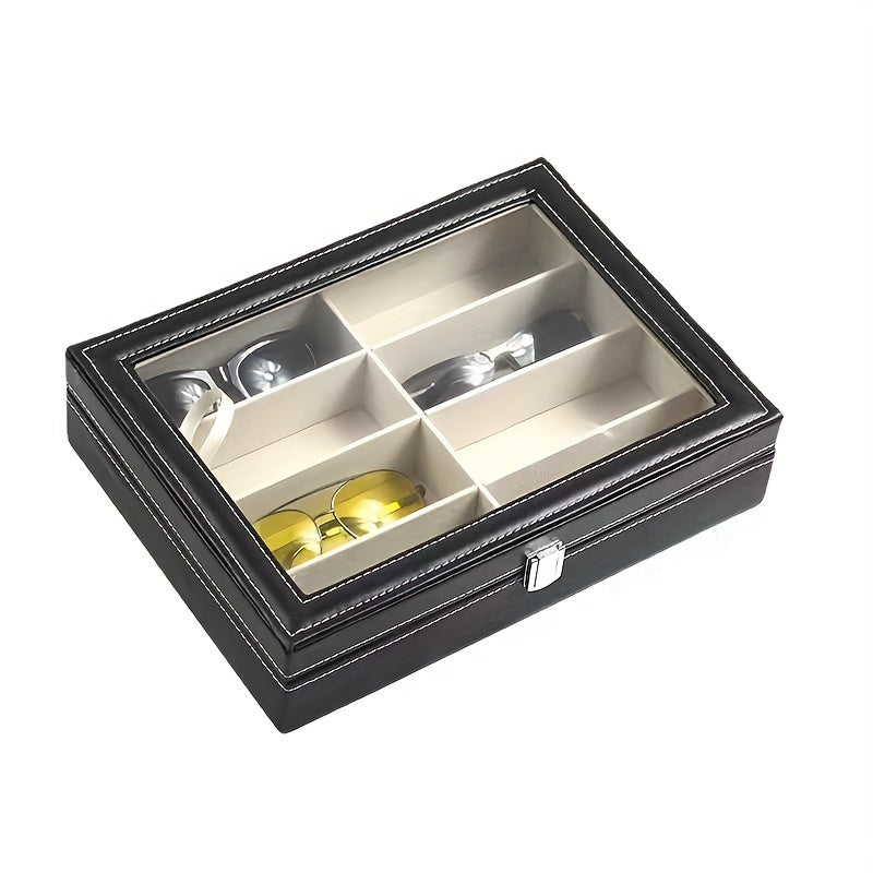 8 Slots Sunglasses Organizer PU Leather Eyewear Display Case