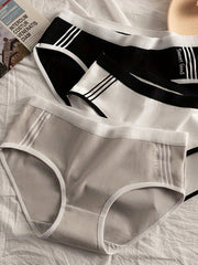 3pcs Colorblock Briefs Comfy & Stretchy Intimates Panties Womens Lingerie