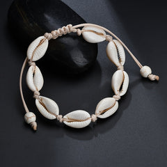 Shell Beads Bracelet Boho Style Adjustable Braided Summer Beach Jewelry