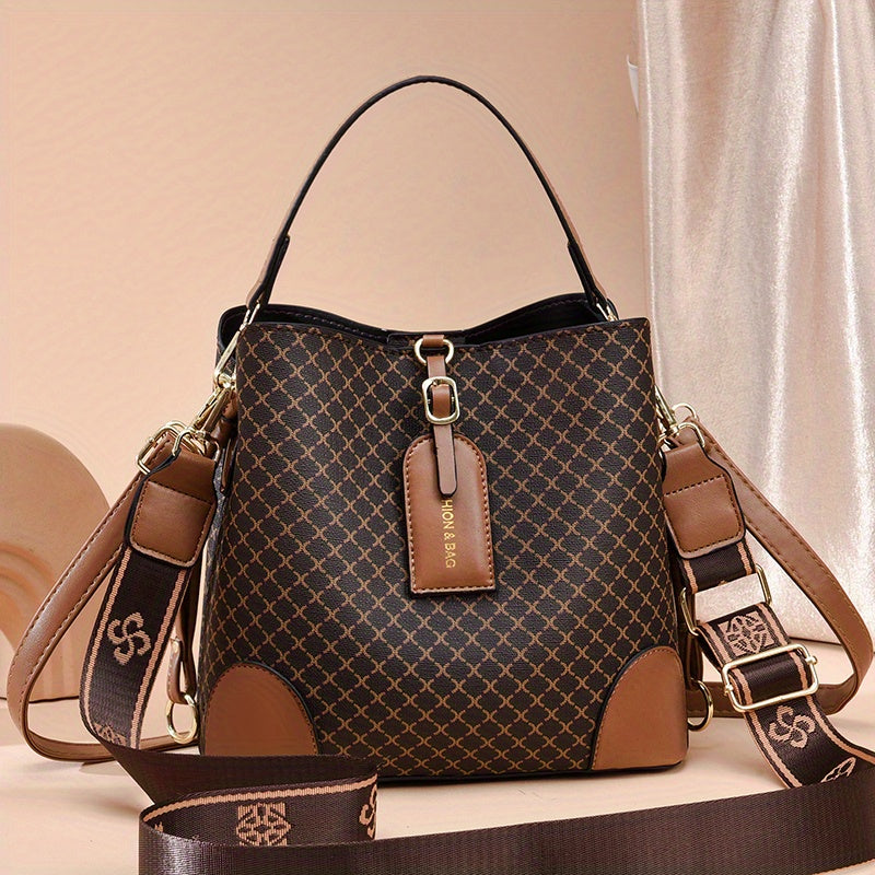 Plaid Satchel Crossbody Bag PU Leather Classic Shoulder Bag