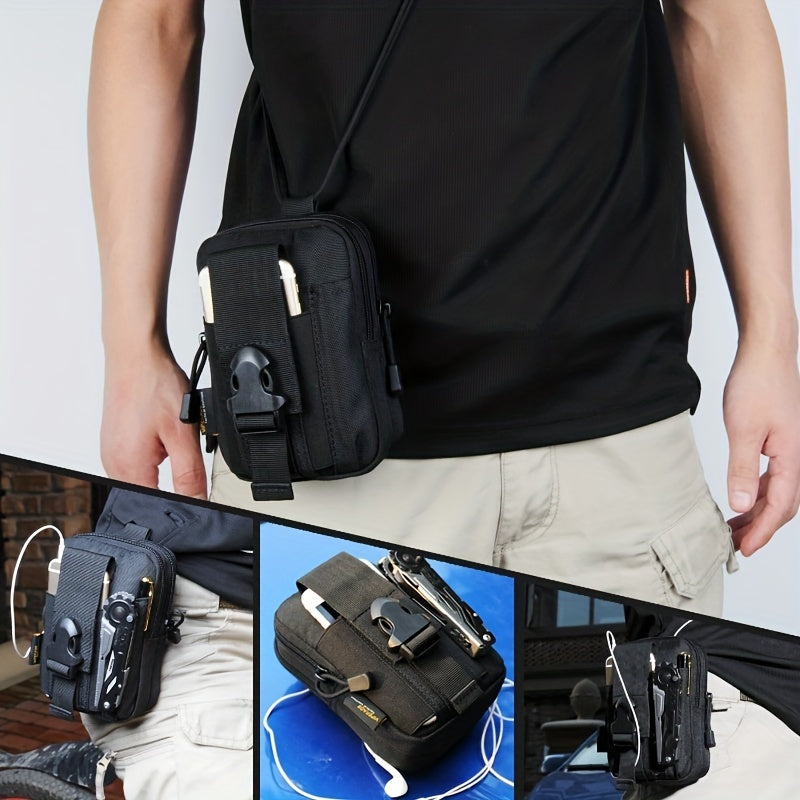 Men's Canvas Small Bag Casual Cell Phone Waist Bag for Travel Work