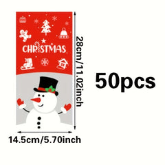 50Pcs Christmas Gift Bags Holiday Decorations Candy Packaging Bags