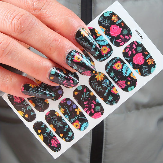 Flower Pattern Nail Polish Stickers Self Adhesive Decal Strips