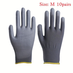 20 Pairs Grey Nylon PU Gloves Safety Work Gloves Repair Gloves