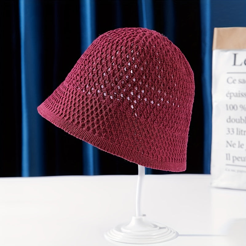 Hollow Crochet Bucket Hat Breathable UV Prot