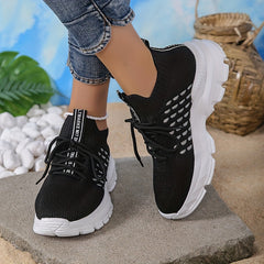 Women's Breathable Athletic Sneakers, Lace up Mesh, Running & Casual Wear