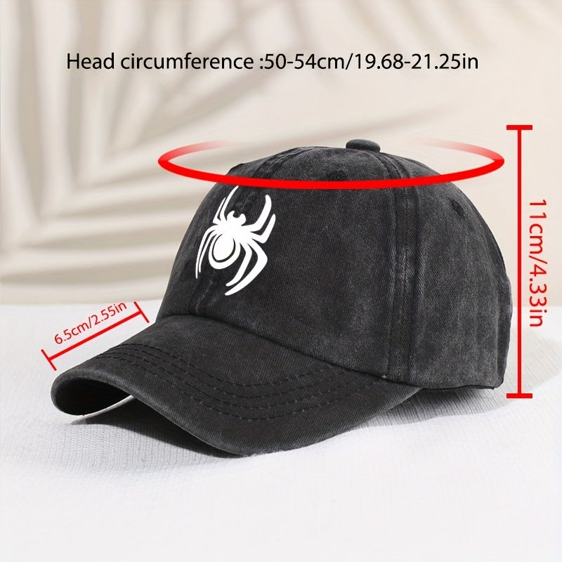 Children's Vintage Spider Baseball Cap Distressed Washed Sunshade Duck Tongue
