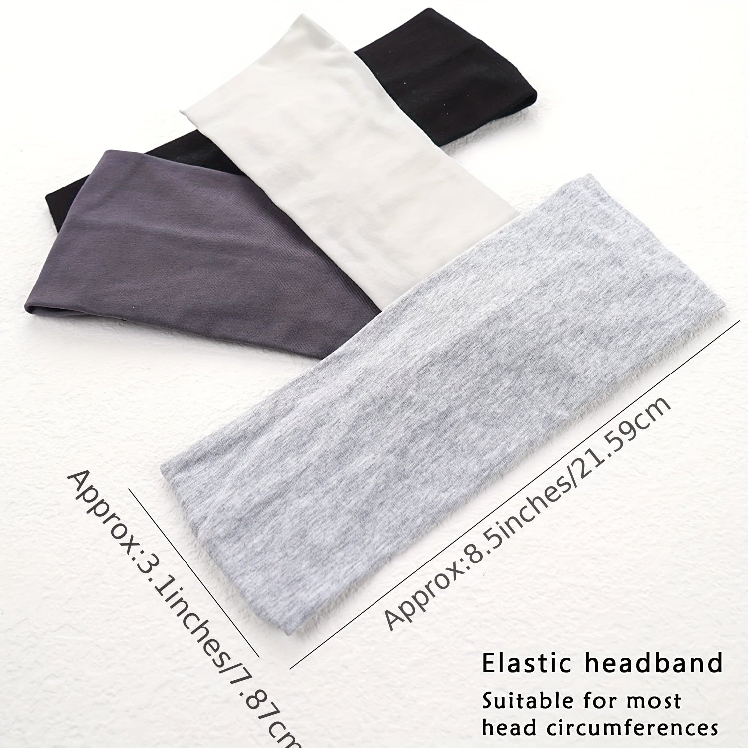 4pcs Solid Elastic Headbands Soft Sweat Absorbing Hair Accessories for Sports