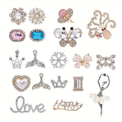 19Pcs Crystal Shoe Charms For Women Party Clogs Sandals