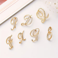 Faux Diamond 26 Letter Brooch Pin Bracelet for Men