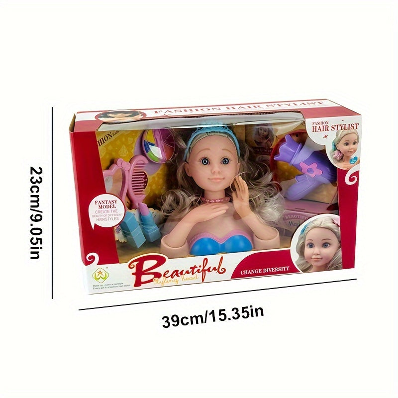 Princess Doll Dress Up Set for Girls with Long Hair and Makeup