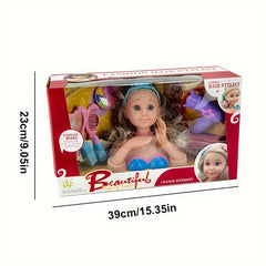 Princess Doll Dress Up Set for Girls with Long Hair and Makeup