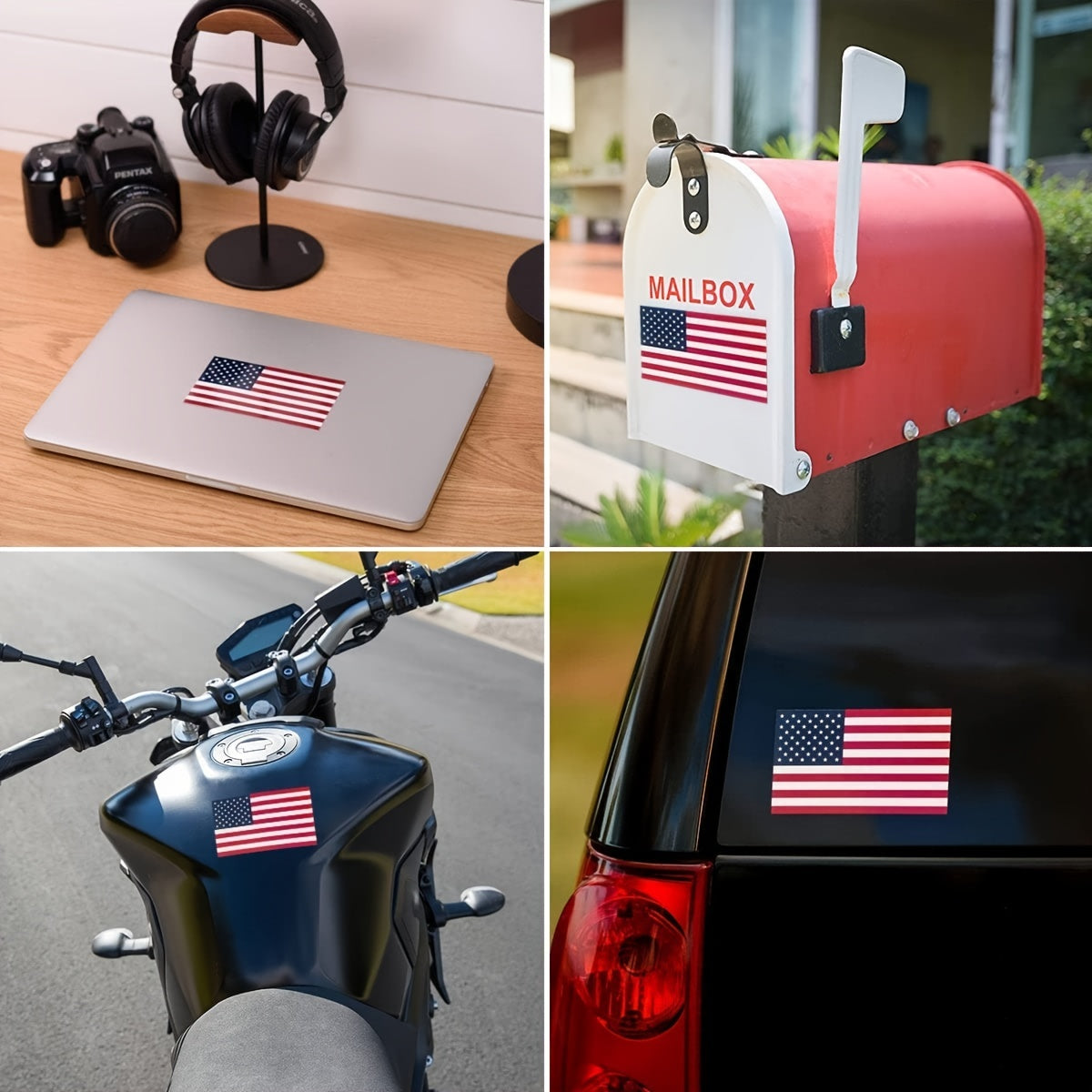 5X3 Inch American Flag Decal Patriotic Stars Self-adhesive Waterproof