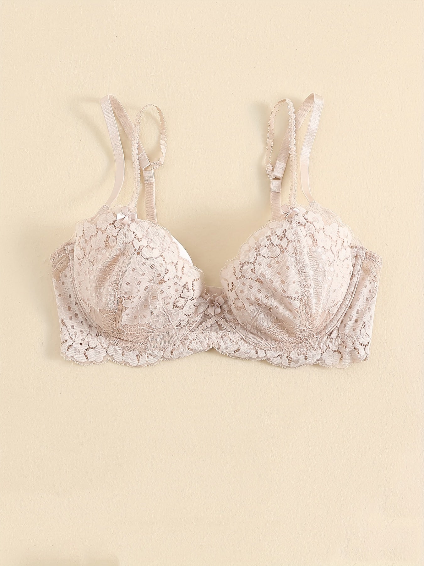 Floral Lace Unlined Bra Romantic Hollow Out Stretch Bra Women's Lingerie