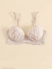 Floral Lace Unlined Bra Romantic Hollow Out Stretch Bra Women's Lingerie