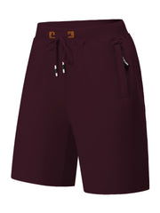 Men's Casual Fit Drawstring Shorts Elastic Waist Zip Pockets