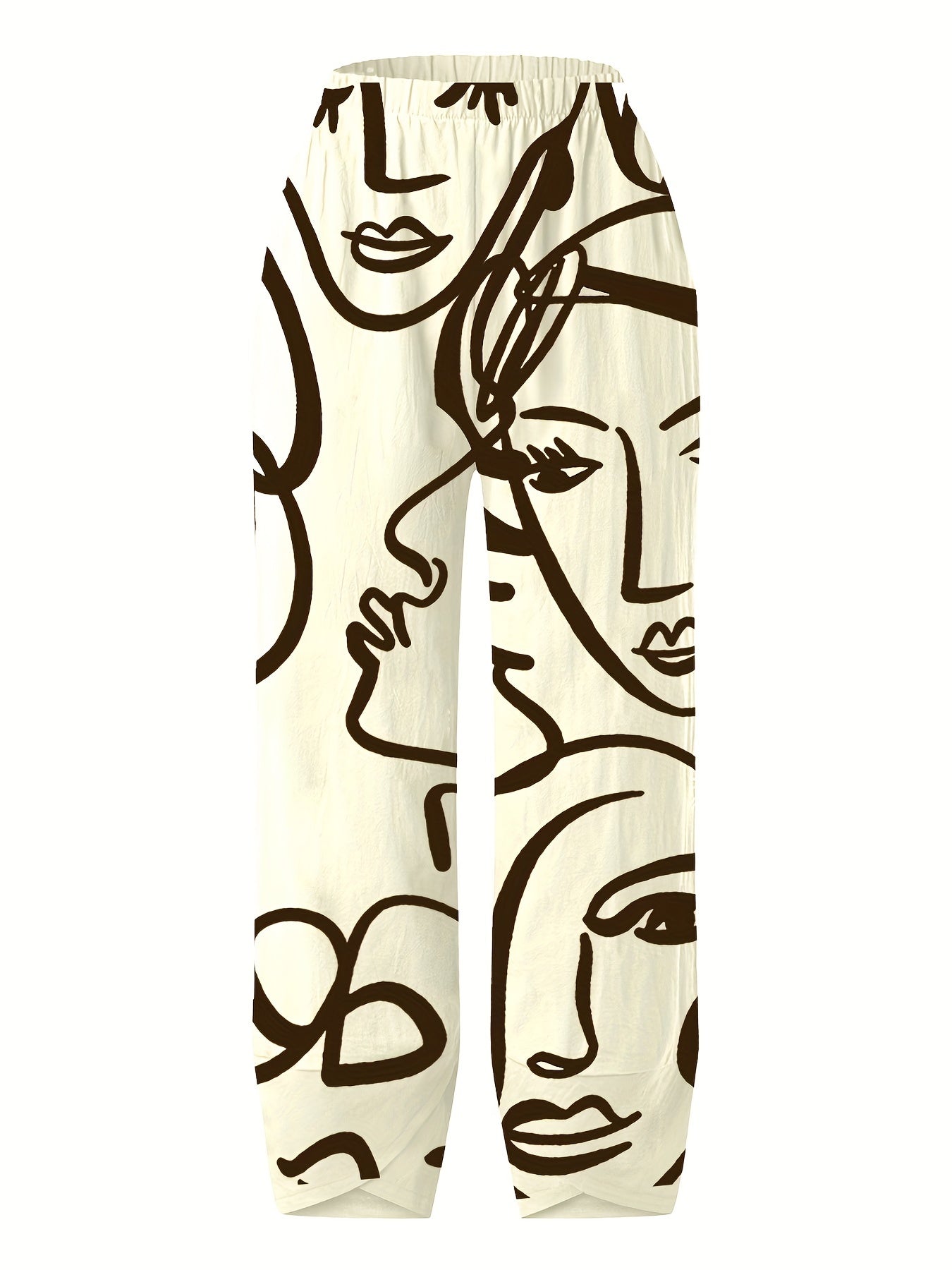 Abstract Print Wide Leg Pants Random Print Casual Pants