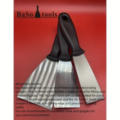 3pc Carbon Steel Putty Set with Shovel Knives & Bubble Shell Packaging