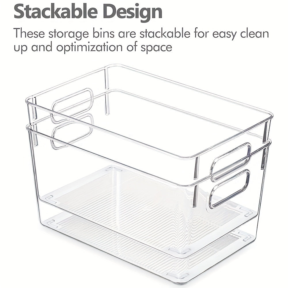 6pcs Set Storage Box Transparent Refrigerator Storage Bin With Handle